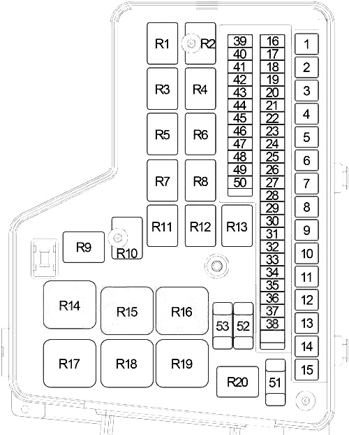Schema cutiei de siguranțe și relee – Dodge RAM 100, 150, 250, 350