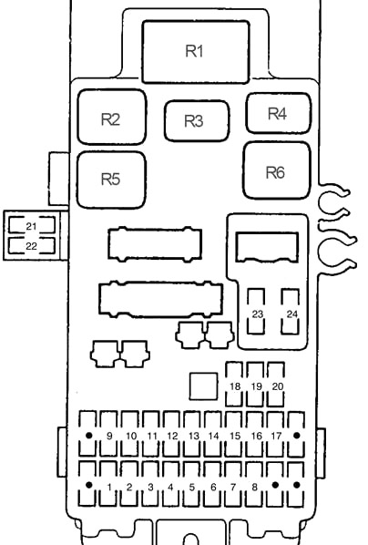 Schema cutiei de siguranțe și relee – Honda Prelude