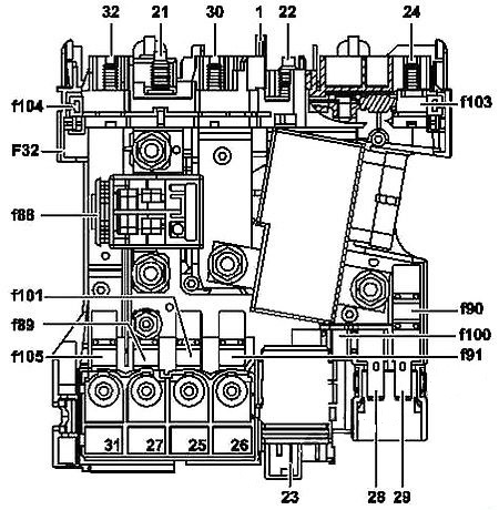 Mercedes-Benz Classe C 2008-2014 – schema cutiei de siguranțe - 3