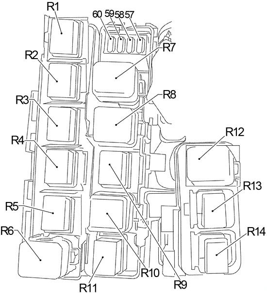 Cutia de relee din compartiment motor